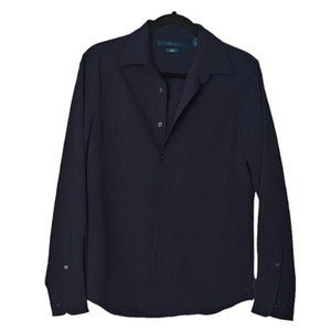 Perry Ellis Slim Fit Men's Stretch Small Blue Dress Shirt Long Sleeve Button Up